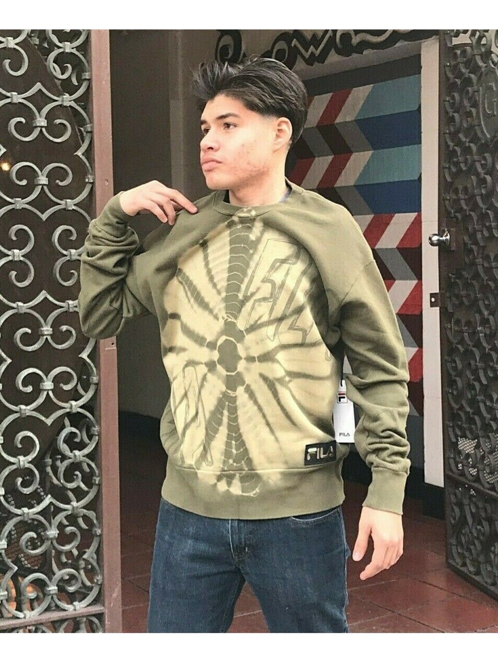 Men's Fila Olive Green | Khaki Crewneck Fleece Sweatshirt